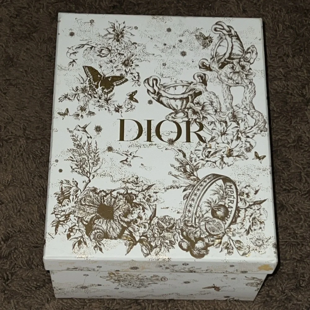 Dior Collectors White & Gold Floral Shoe Box &  Dust Bags